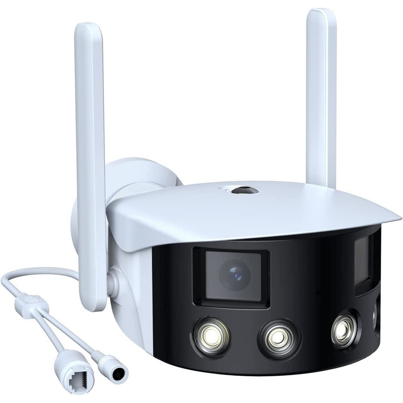 Camera de supraveghere WI-FI 4K panoramic, 2 lentile, Vedere de Noapte Full Color si Detectie de Miscare, Rezistenta la apa IP66