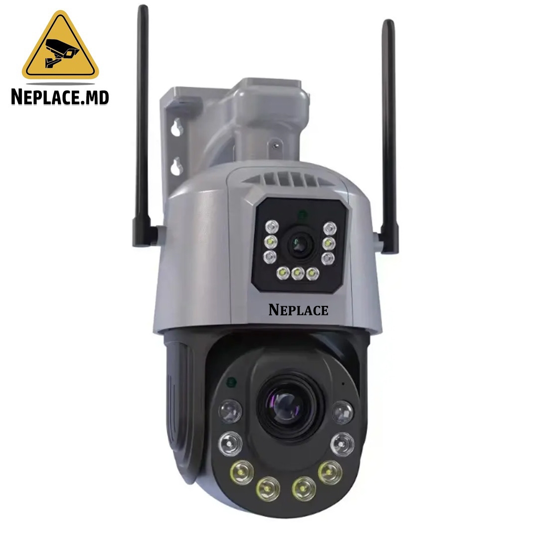 Camera de supraveghere 4G Cartela SIM 6K, 50X, 2 lentile, Control din aplicatie, Detectie umana, Rezistenta la apa IP66