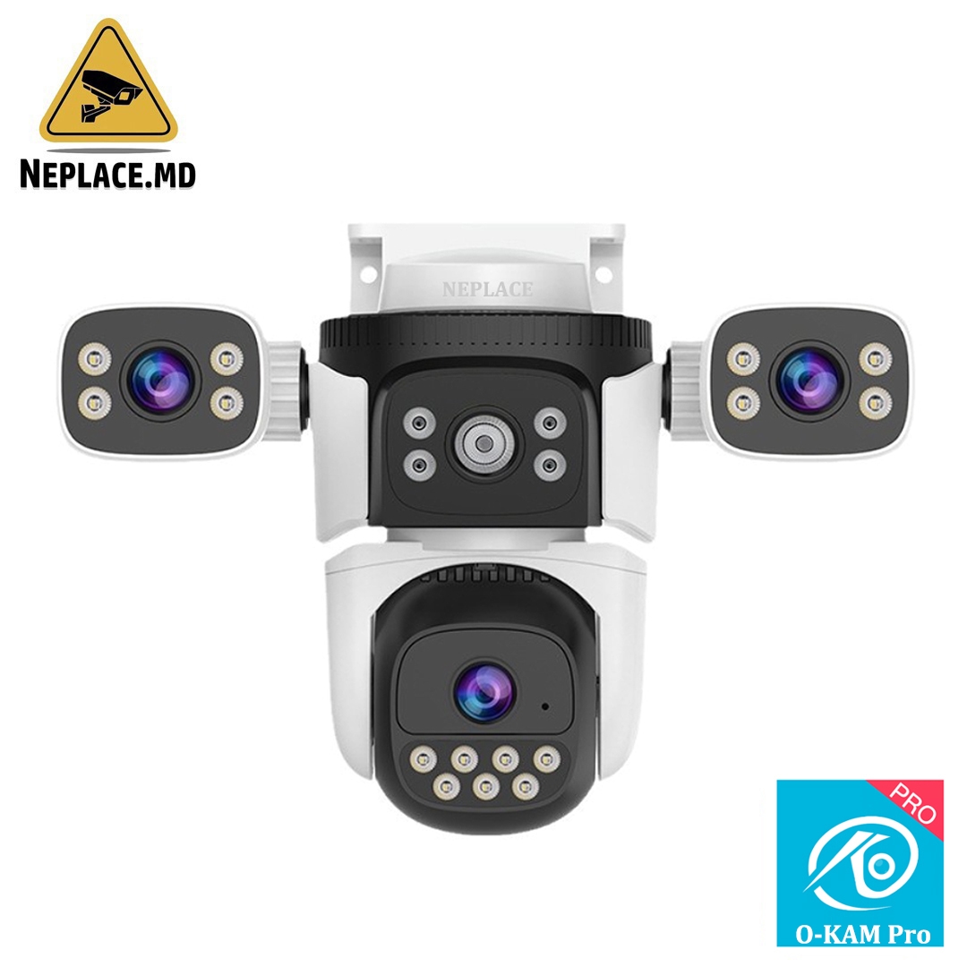 Camera de supraveghere 12MP 9K, 3 lentile, Control din aplicatie, Detectie umana, Rezistenta la apa IP66