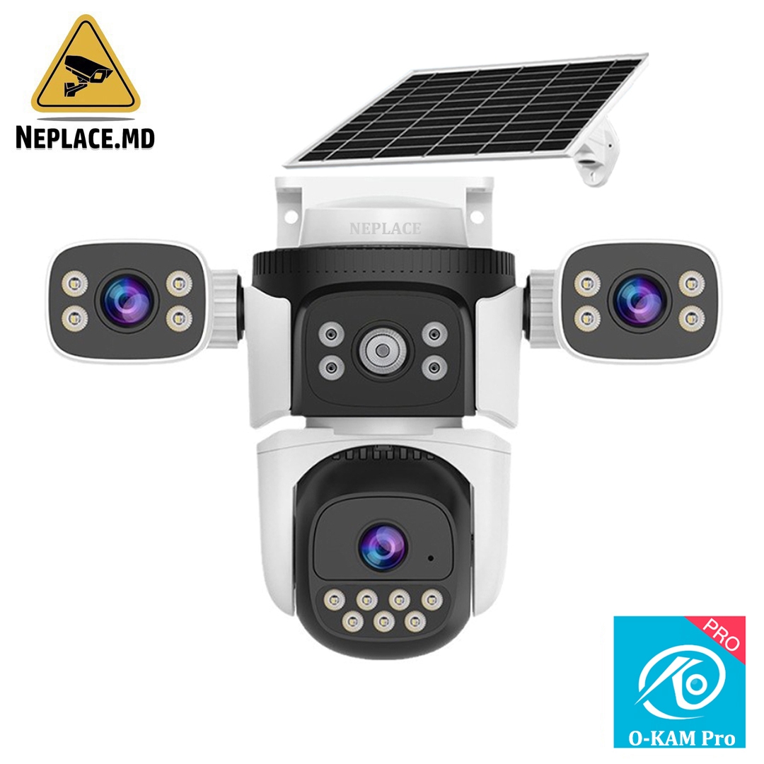   Camera crocodil solar 4G multi-lentile, 12MP, panou solar 20W, stocare in cloud si SD, Rezistenta la apa IP66, Urmarire persoane