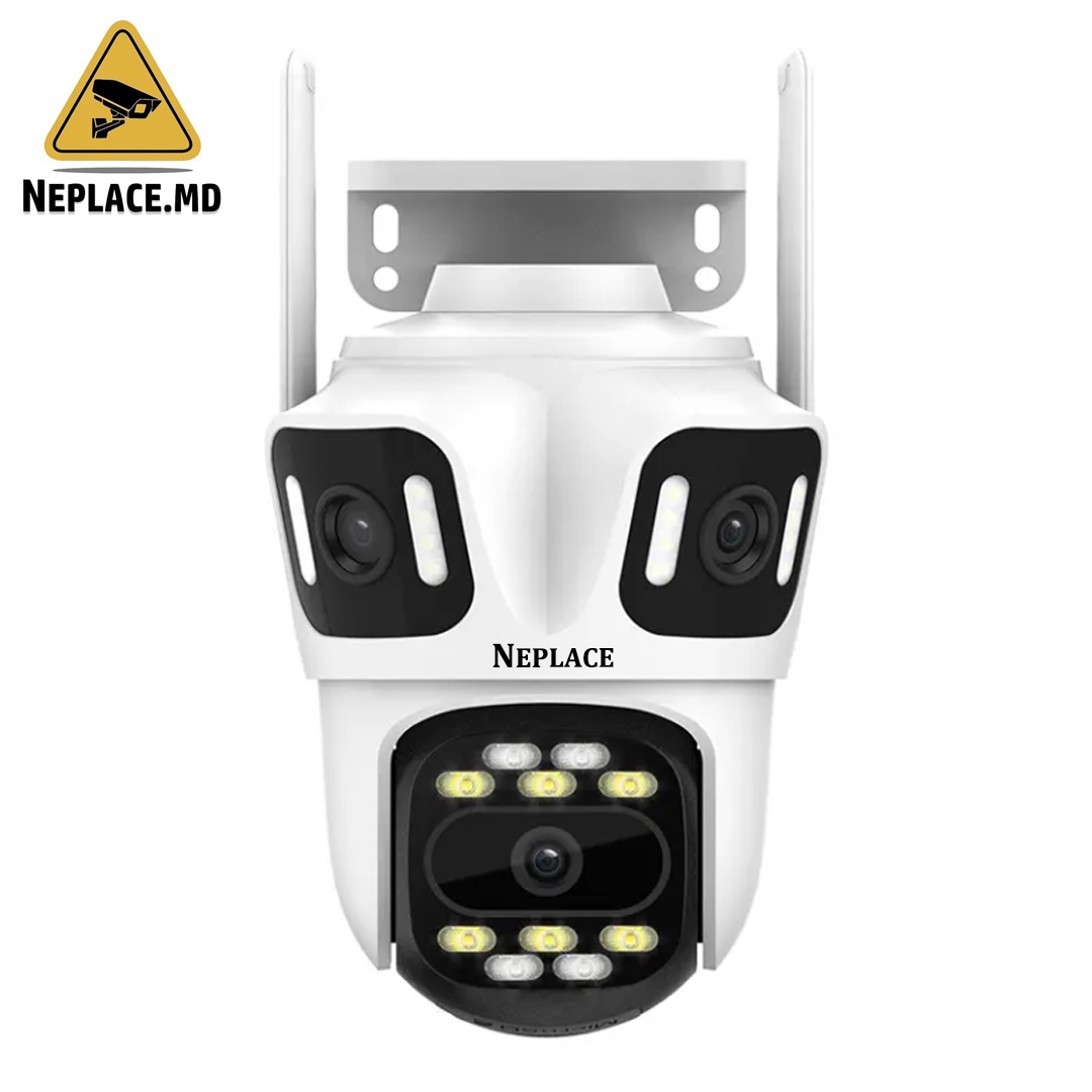 Camera de supraveghere WIFI 6K, 3 lentile, Control din aplicatie, Urmarire automata, Rezistenta la apa IP66