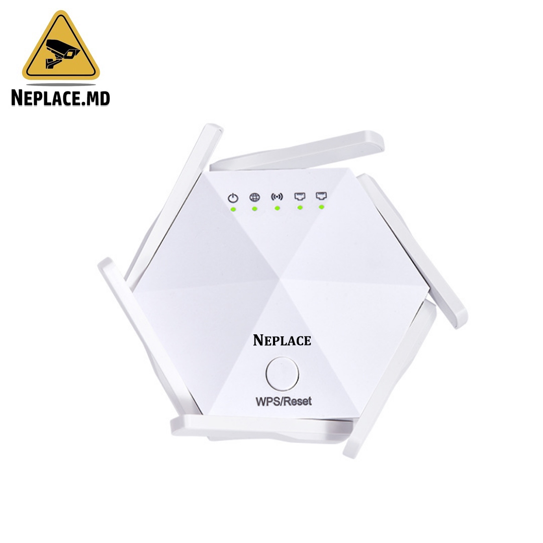 Amplificator WiFi 300Mbps cu 6 Antene Externe, Amplificator de Semnal si Extindere a Retelei pentru conectivitate rapida si stabila