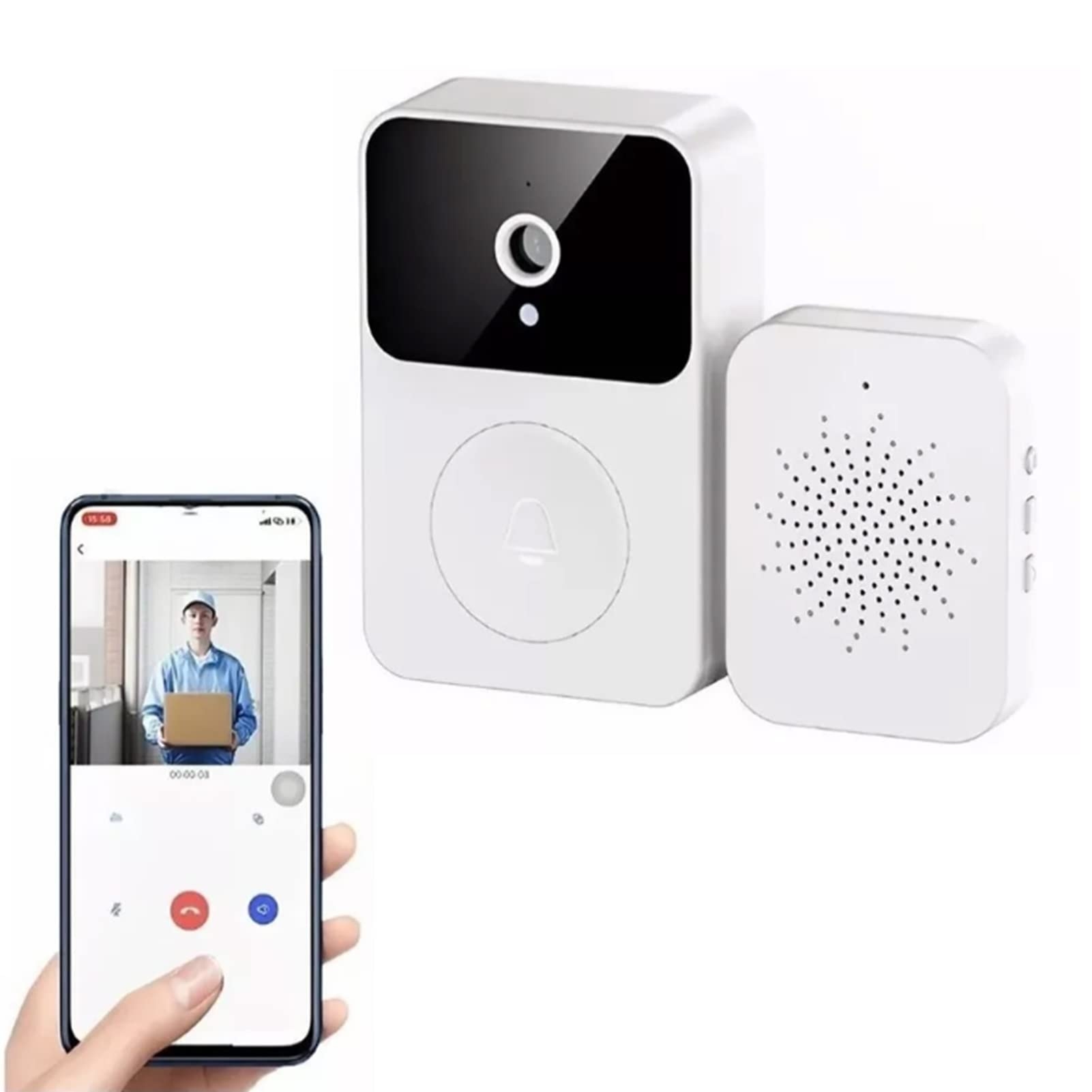 Sonerie Wireless Exterior Inteligenta, Camera HD, Vedere de Noapte, Comunicare Bidirectionala, Aplicatie telefon