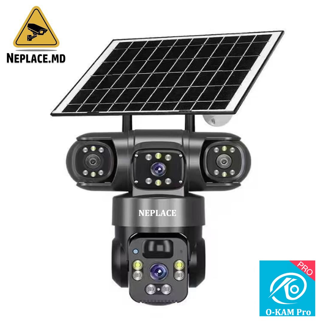 Camera crocodil solar 4G multi-lentile, 12MP, panou solar 20W, stocare in cloud si SD, Rezistenta la apa IP66, Urmarire persoane