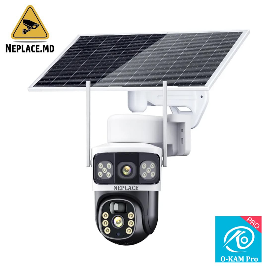 Camera Supraveghere 4G 4K Ultra HD, Dual Camera 8MP, Incarcare Solara, Rotire Din Aplicatie, Rezistenta La Apa IP 66