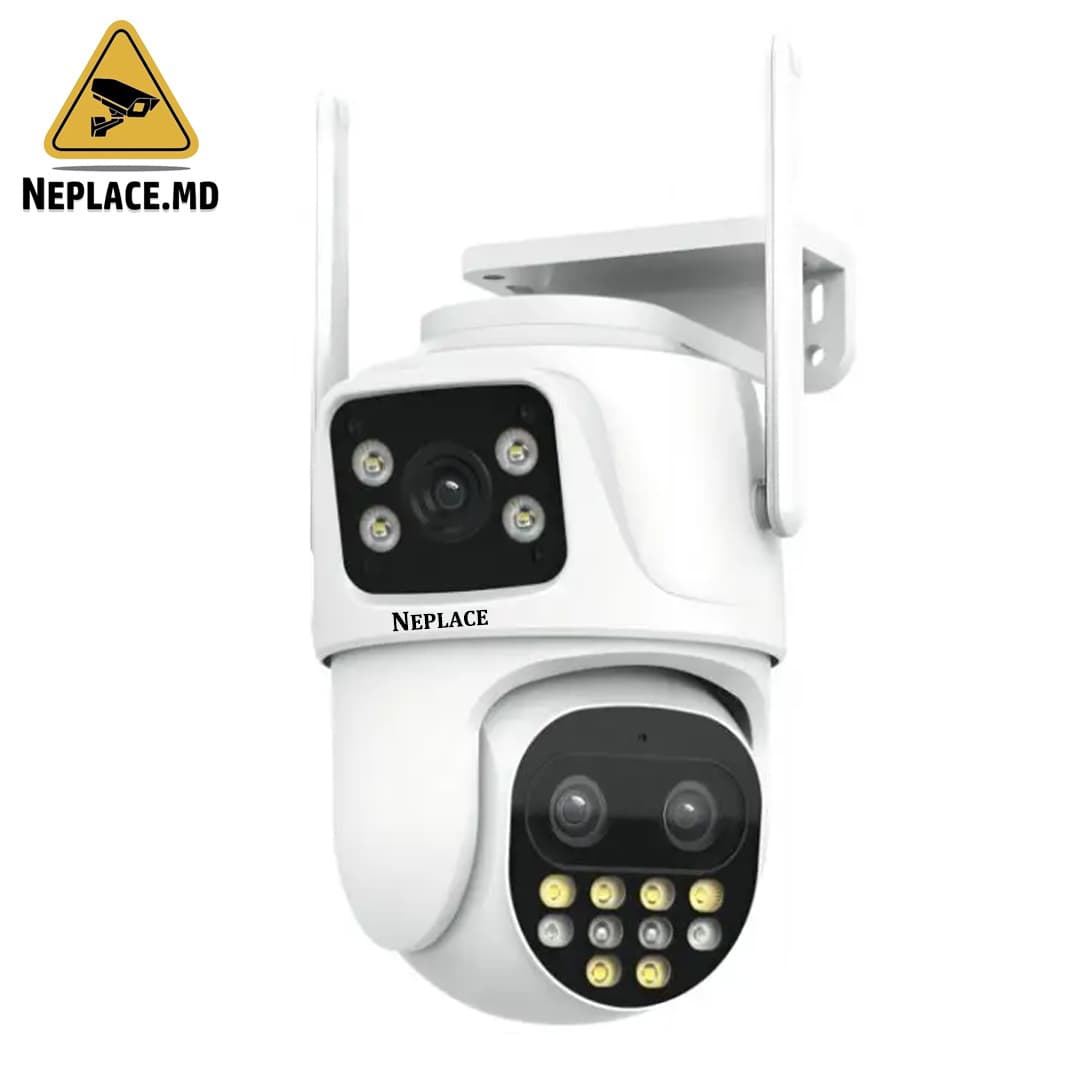 Camera de supraveghere WIFI 6K, 3 lentile, Zoom 8X, Control din aplicatie, Urmarire automata, Rezistenta la apa IP66