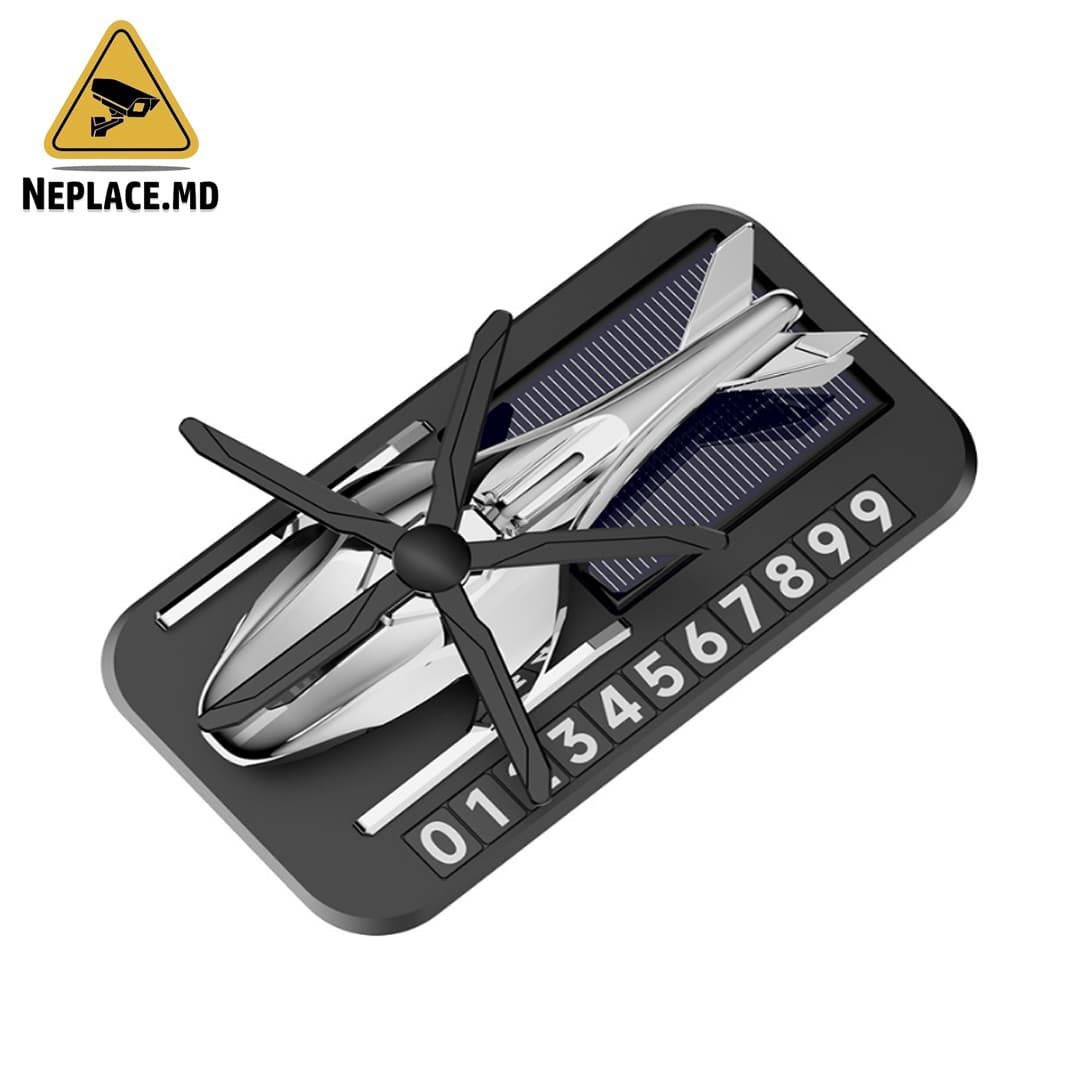 Odorizant solar pentru masina cu placuta pentru numarul de telefon, elicopter, elice, difuzor de parfum